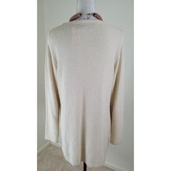 Charter Club Woman~Plus Size 0X~Vanilla Gold Lurex Combo Sweater Tunic NWT$69.50 - Picture 5 of 7